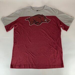 Arkansas Razorbacks NCAA Red Gray Russell Athletic Crewneck Shirt Mens Large